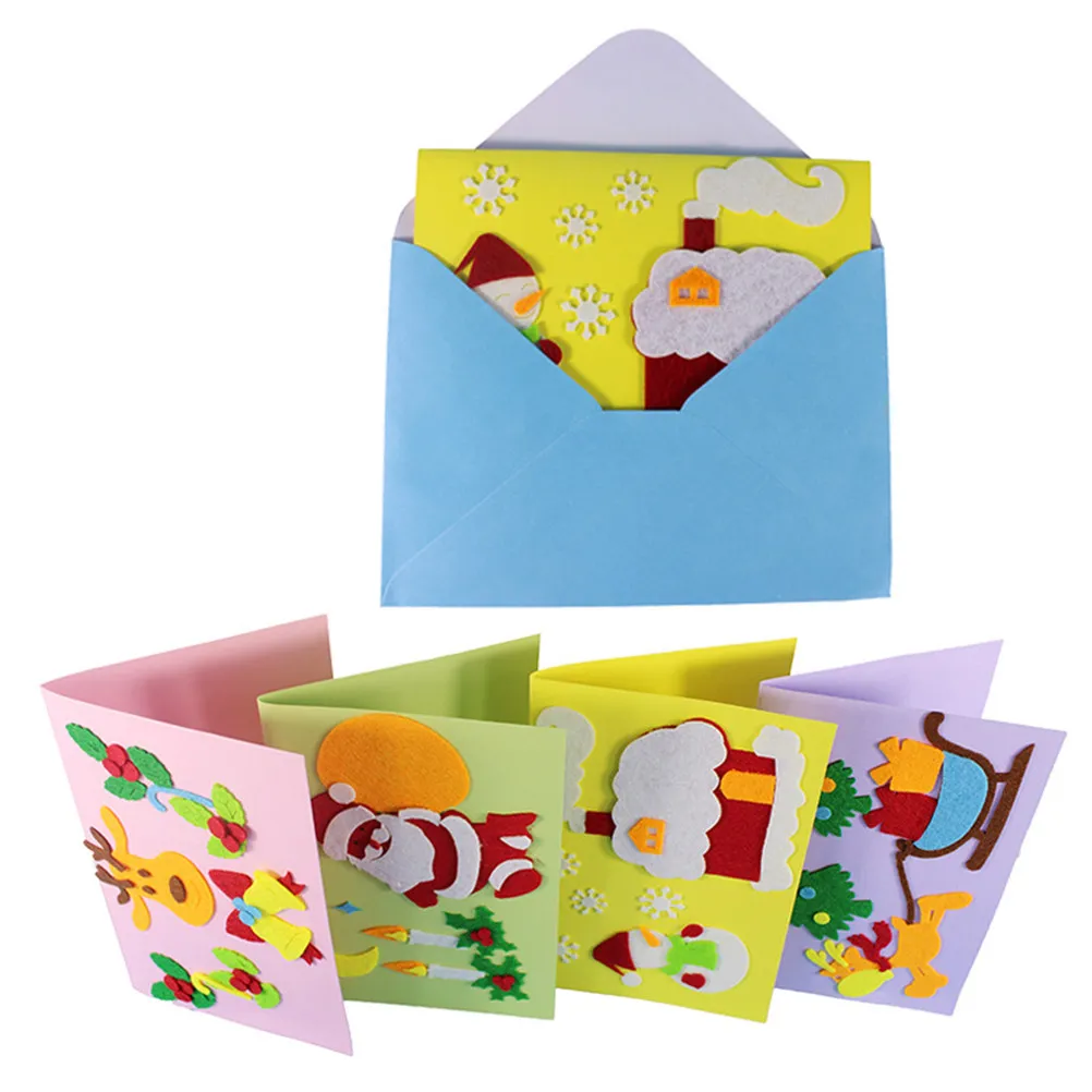 3Pcs DIY Christmas Greeting Craft Kit Childrens Educational Supplies Safe Eco Friendly Kindergarten Daycare Craft Activity