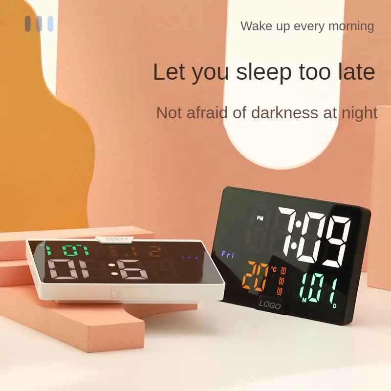 New minimalist style LED bedside digital alarm clock multi-function voice-activated alarm clock 6627 rechargeable version