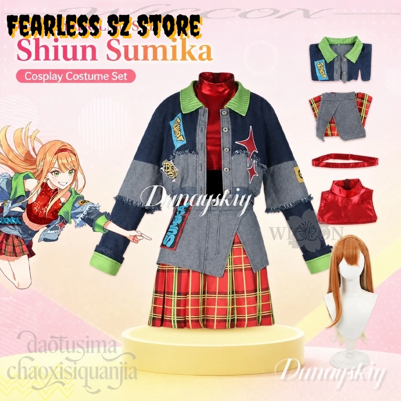 Shiun Sumika Fashion Y2K Idol Uniform Halloween Christmas Party Cosplay Anime Jirai Kei Dress Coat Wigs Game Gakuen IDOLM@STER