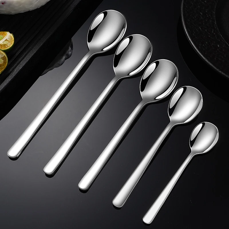 OUKEAI 18/8 Stainless Steel Spoon Household Tableware Korean Style Eating Spoon