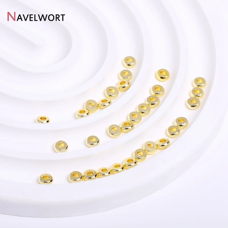3/4/5/6/8/10 مللي متر المعادن الخرز المسطح 14K/18K مطلية بالذهب خزر عازل ل قلادة سوار ذاتي الصنع صنع الملحقات ، مواد المجوهرات #4