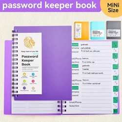 Cuaderno de tamaño MINI A6, Bloc de notas, cuadernos de escritura, Bloc de notas, espiral, Password Keeper Book con pestañas alfabéticas, suministros escolares de oficina