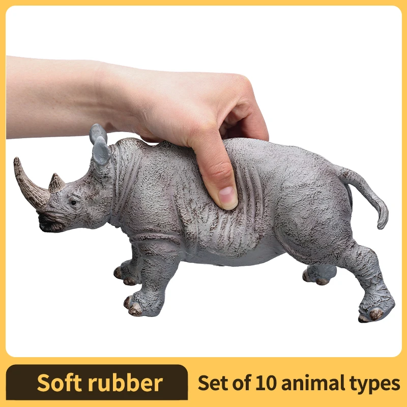 Soft Rubber Animal Toys Tigers Lions Elephants Model Realistic Animal Figure for Kids Children's Gift