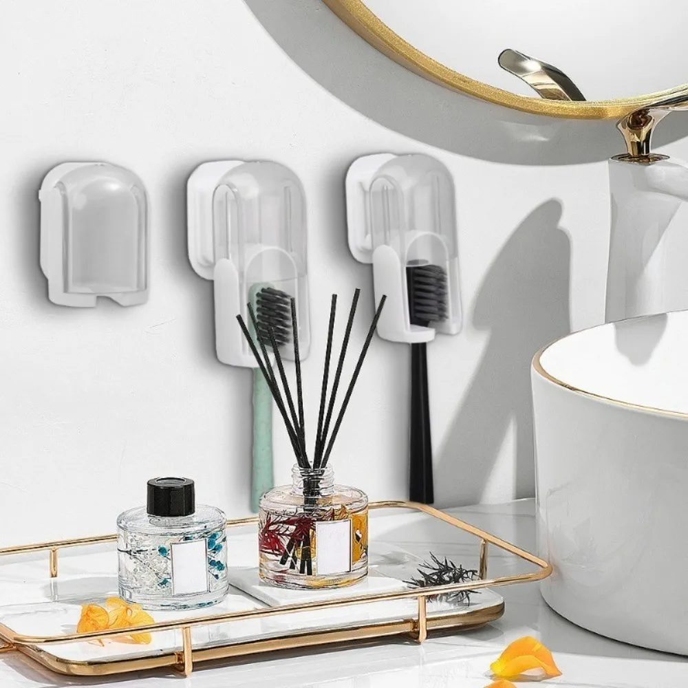 Fashion Convenient Toothbrush Holder Pull-out Punch Free Bathroom Storage Tool Flip-top Wall Mounted Toothbrush Rack