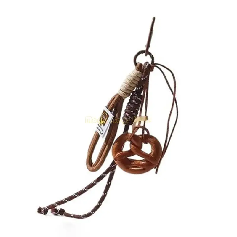 Keychain panecillo pan x90 con bolso cuerda tejida Camiseta caramelo Ornamento llaves para decoraciones y