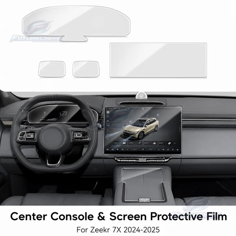 For Zeekr 7X 2024-2025 Car Center Console Gear Shift Interior Trim Modification Decal Screen Paint Transparent Protection Film