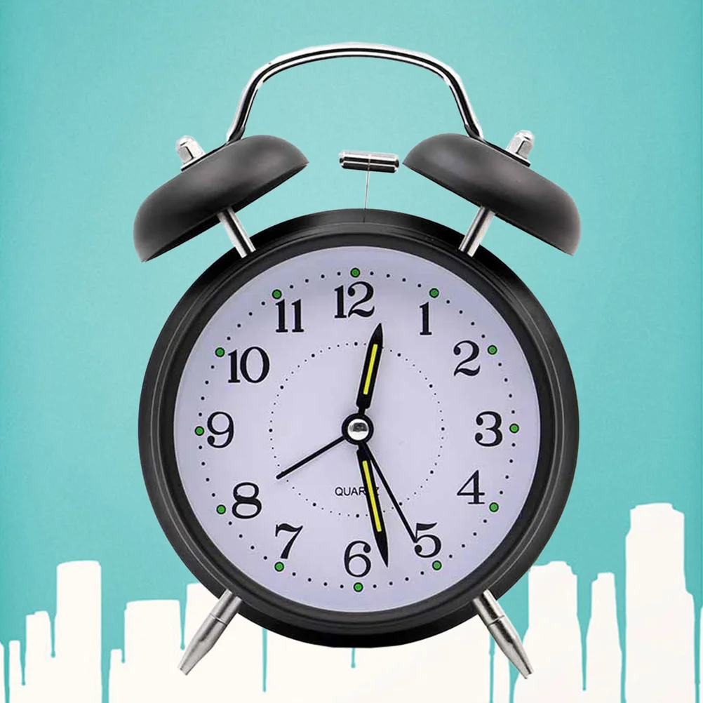 

Classic Vintage LED Light Bell Alarm Clock Lazy Bedside Desk Clock Christmas Gift for Students Black