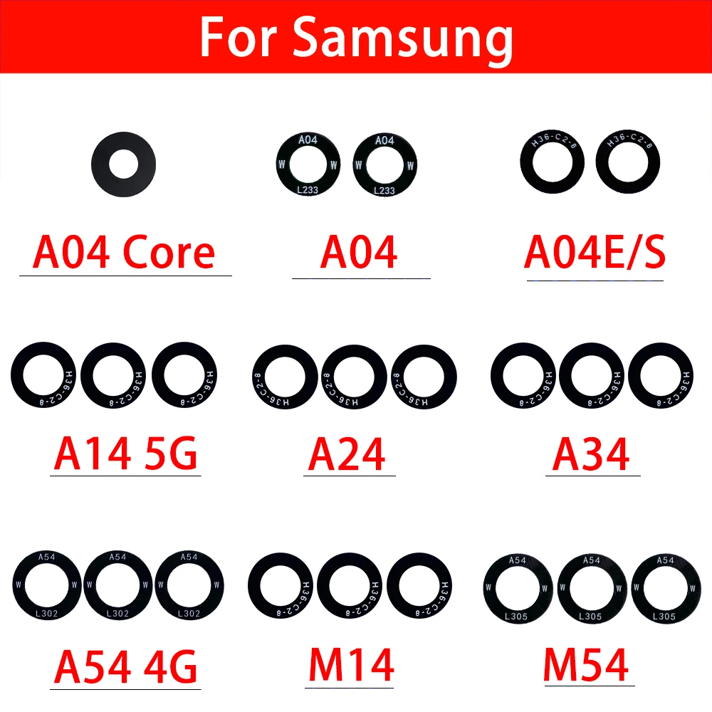 20 Pcs Back Rear Camera Glass Lens For Samsung A04 A04E A04S A14 5G A24 A34 A54 4G M14 M54 A04 Core With Adhesive