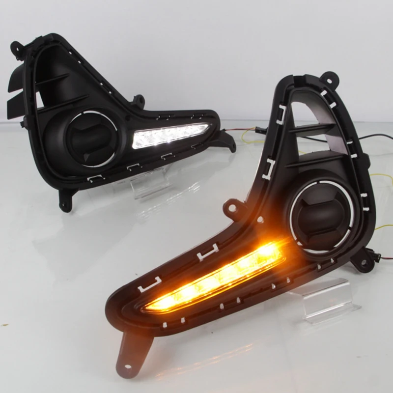 1set For Hyundai Grand I10 2017 2018 2019 DRL Daytime Running Light fog lamp Relay LED Daylight with turn signal