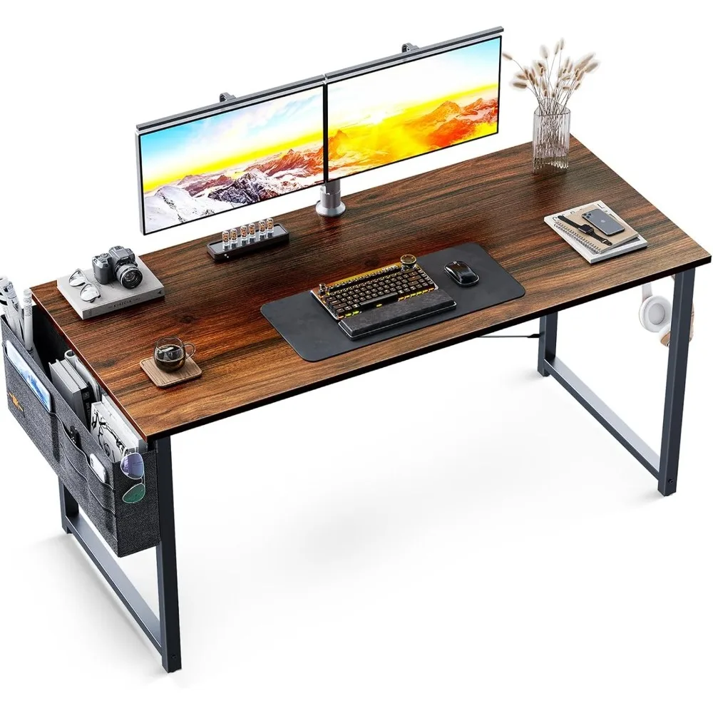 

Computer Writing Desk 48 inch, Sturdy Home Office PC Table, Work Desk with Storage Bag and Headphone Hook,