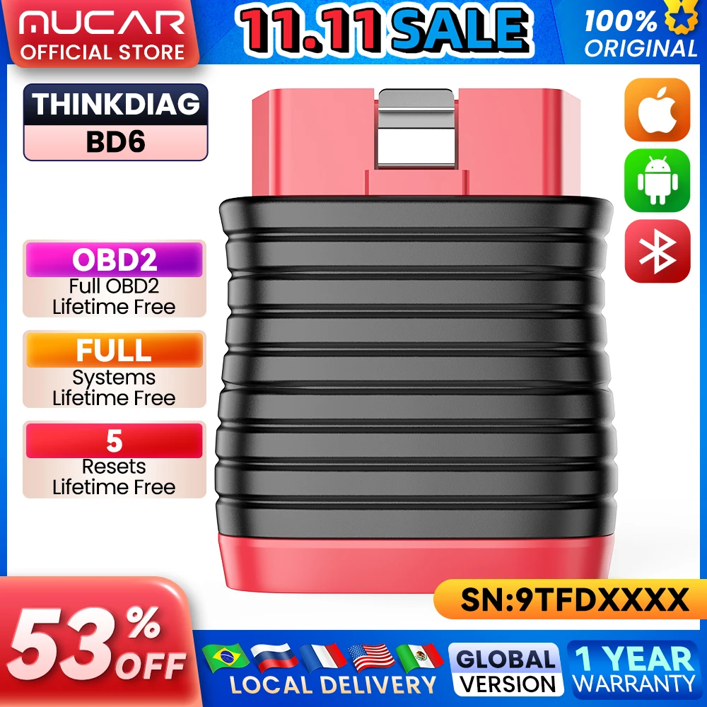yZ[zTHINKCAR BD6 OBD2 XLi Bluetooth Ԑffc[tVXeԎԃXLiR[h[_[ 5 ZbgXLc[