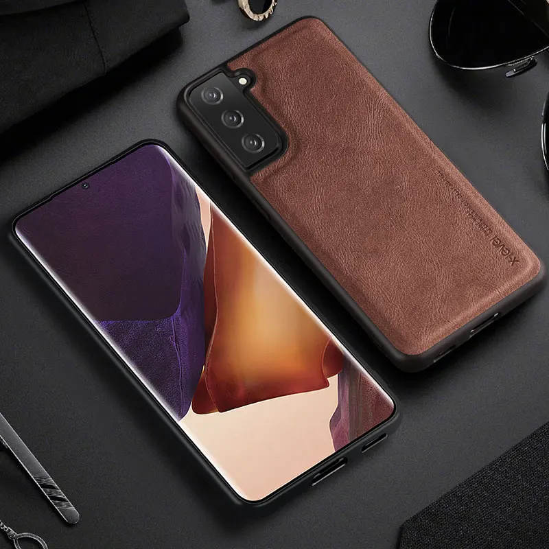 

X-Level Leather Case For Samsung S22 S21 S20 S10 S9 Note 20 10 9 Plus A72 A52 A32 A42 A22 5G Original Plain Back Phone Cover