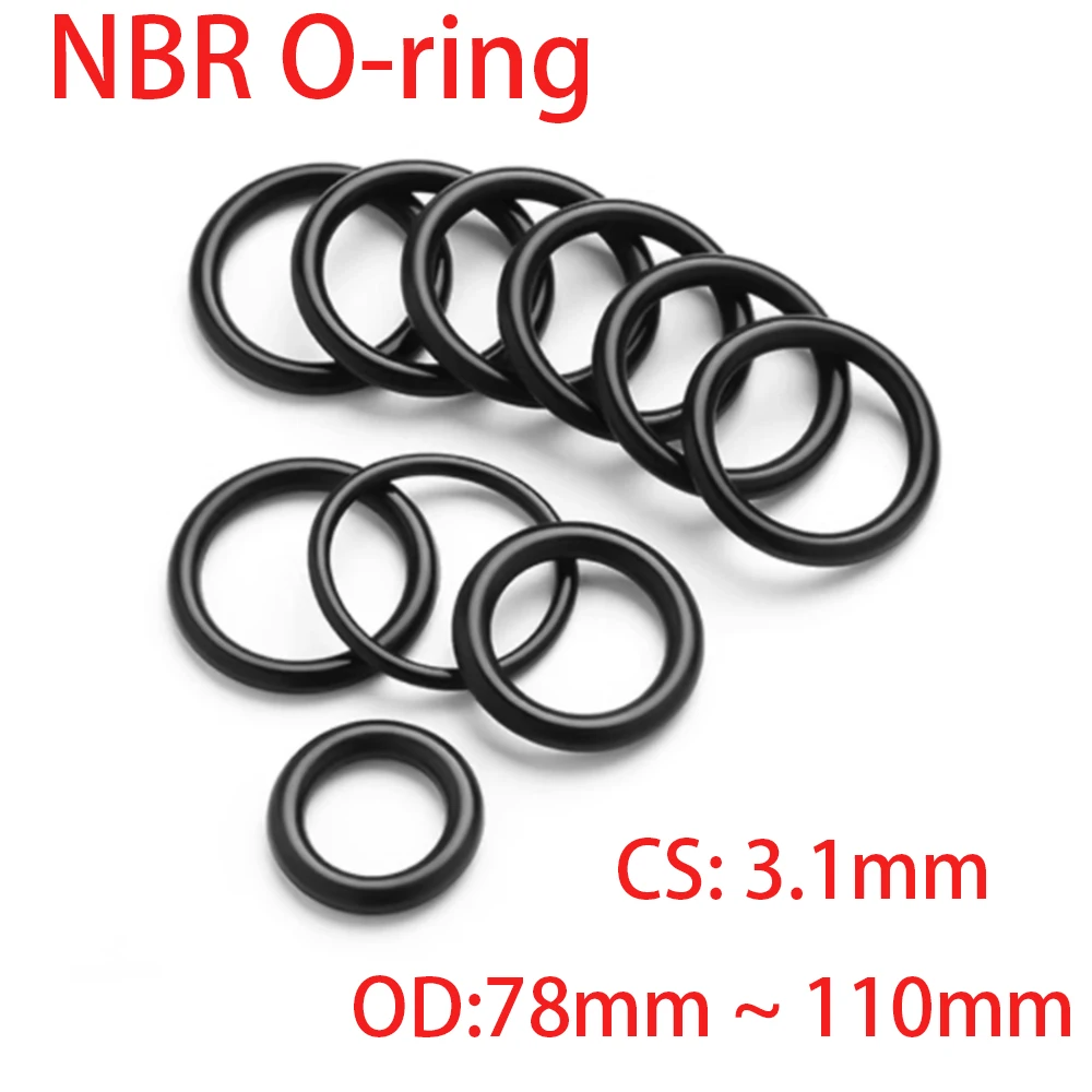 1-200Pcs NBR O-ring CS 3.1mm OD 78mm ~ 110mm Rubber Sealing O Ring Washer Plumbing Gasket Oil Resistant High Temperature Ring