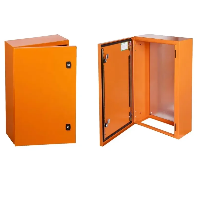 Single Door Wall Mounted Enclosure 600x800x200mm Orange Outdoor Aluminum Iron Meter Electric Box Cabinet