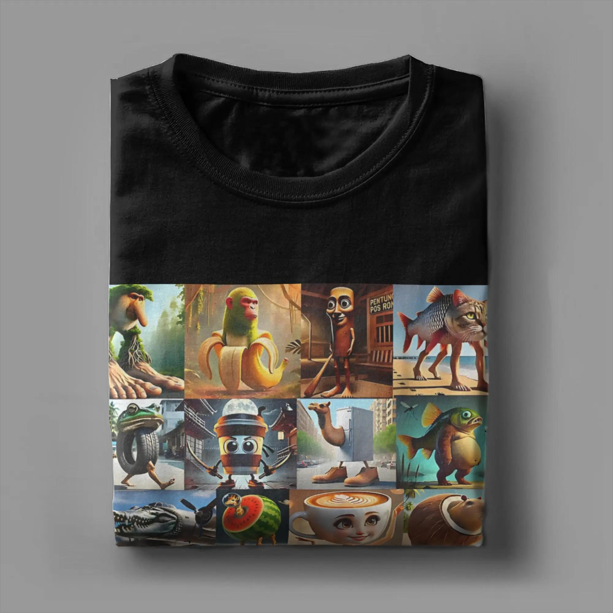 Brainrot Meme الشخصيات الإيطالية الرجال النساء تي شيرت مضحك ميمي رهيبة تيز قصيرة الأكمام الجولة الرقبة تي شيرت ملابس علوية من القطن الخالص