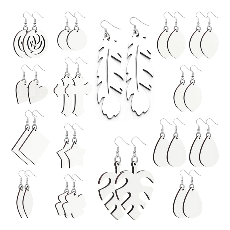 32Pcs Sublimation Earring Blanks, Sublimation Printing Earrings Unfinished Heat Transfer Teardrop Earrings DIY Crafts