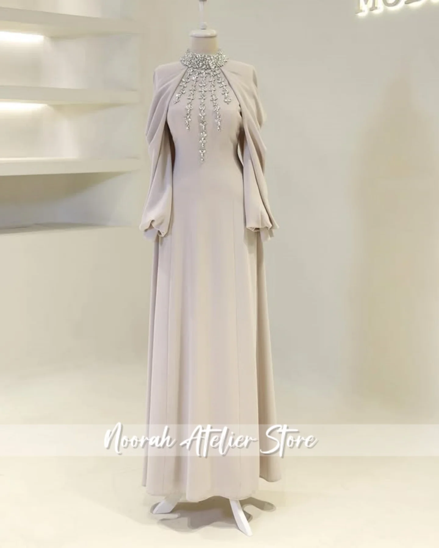 فستان سهرة إسلامي فاخر من المملكة العربية السعودية H N 2025 فستان زفاف إسلامي بأكمام طويلة فستان طويل للحفلات الراقصة مخصص