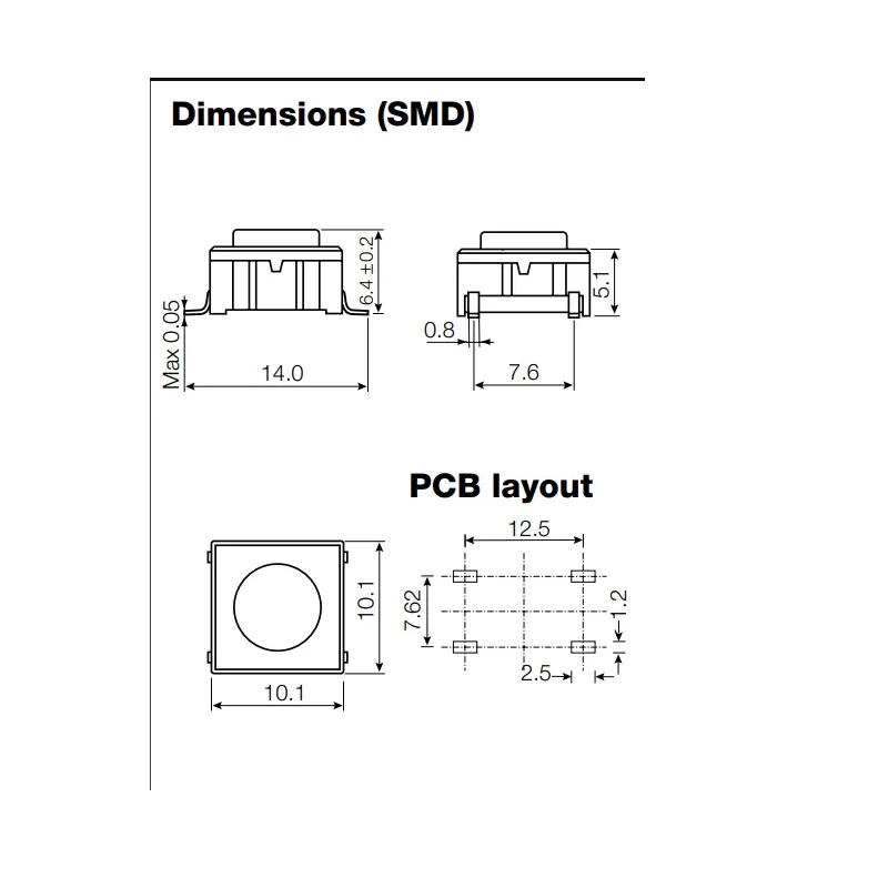1PCS/LOTS 100% Danish mEC 3CSH9 waterproof and dustproof touch switch 10 * 10 * 6.4 patch 4-pin reset button button button