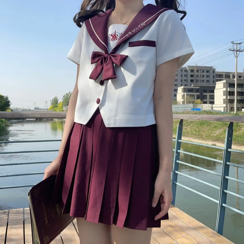 オリジナルjk制服バッドガール風日本正統派大学風中学生制服女子セーラー服学校制服フルセット