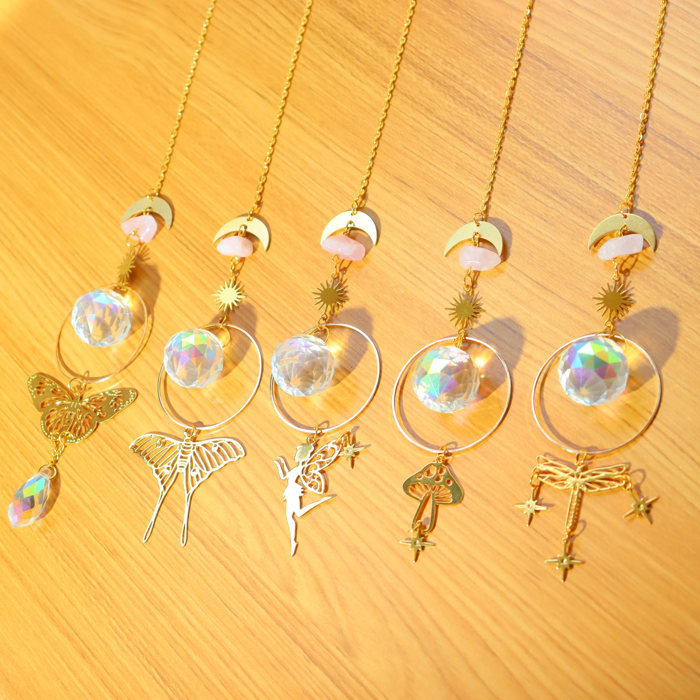 

Латунная бабочка, мотыль, хрустальный ловец солнца с антенной - стрекоза, звезда, фея, луна и бабочка, оконный декор для комнаты