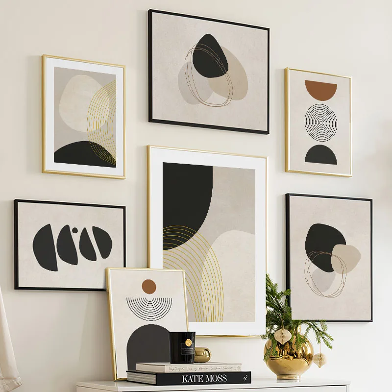 Sun Rainbow Geometry Minimalist Abstract Posters Prints Wall Art Canvas Painting Hotel Bar Wall Pictures For Living Room Deco