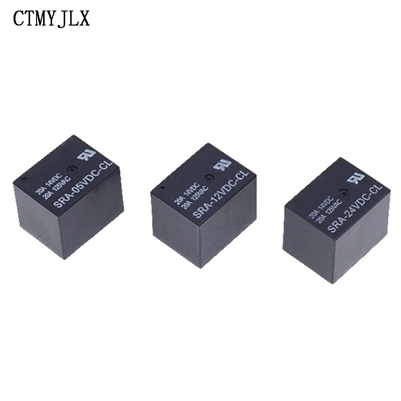 100pcs Mini Power Relay 5V 24V 12VDC 20A SRA-05VDC-CL SRA-12VDC-CL SRA-24VDC-CL 5Pins SRA 5VDC 12VDC 24VDC Automotive Relays