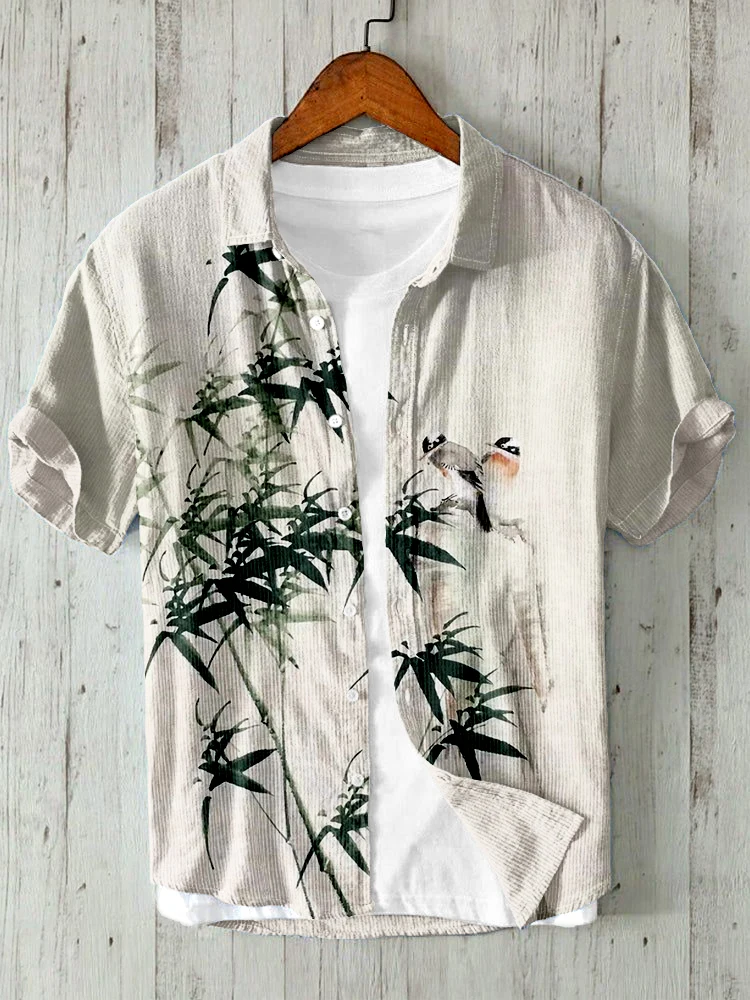 

3D printed Hawaiian style short sleeved shirt art linen comfortable loose casual collar shirt