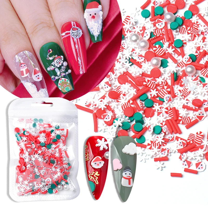 3D Christmas Cartoon Nail Art Decoration Mixed Size Santa Claus Elk Bell Resin Nail Charms Manicure Tool Accessories Decorations