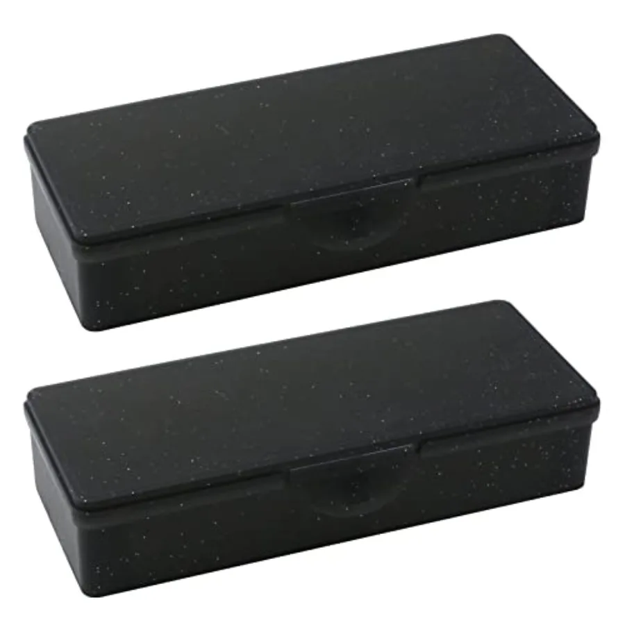 

2PCS Large Capacity Pencil Box Plastic Pencil Case Plastic Stationery Case with Hinged Lid and Snap Storage Containers Box for