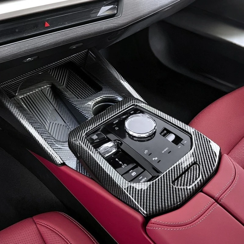 

For BMW 5 Series G60 2024 2025 ABS Carbon Fiber Car Center Control Shift Frame Decorative Stickers Car Interior Accessories