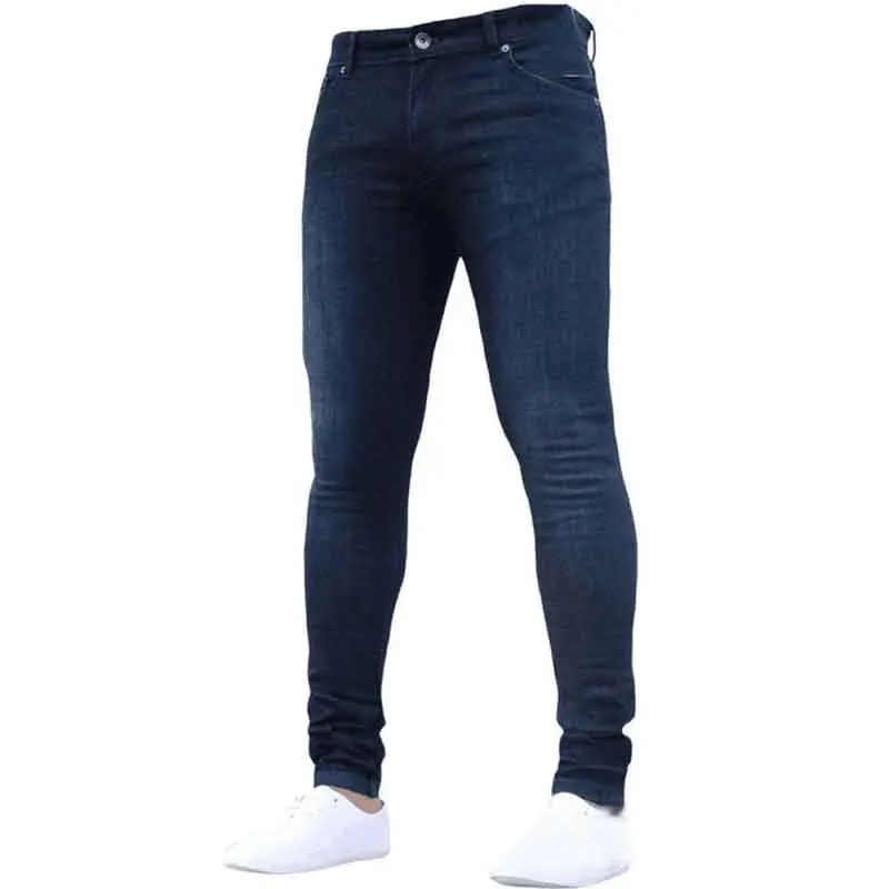 Effen kleur mode heren casual broek stretch jeans skinny werkbroek mannelijke wassing slim fit voor jeans met ritssluiting herenkleding