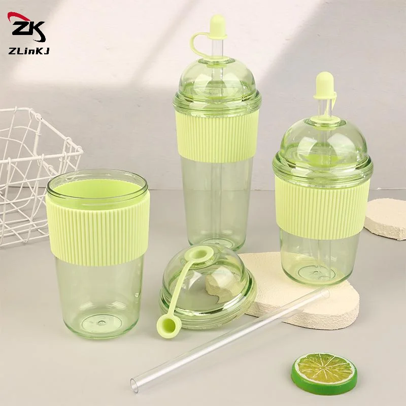 (ZYDD01) 1 قطعة 430/520/630 مللي كوب قهوة شفاف مع غطاء وقش لؤلؤة الحليب الشاي عصير كوب بلاستك للمنزل بار درينكوير