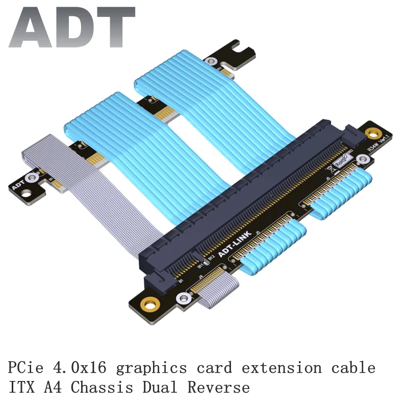 

ADT Graphics Card Extension Cable Dual Reverse PCIE 4.0 x16 ITX A4 Chassis Full Speed Stable 16x