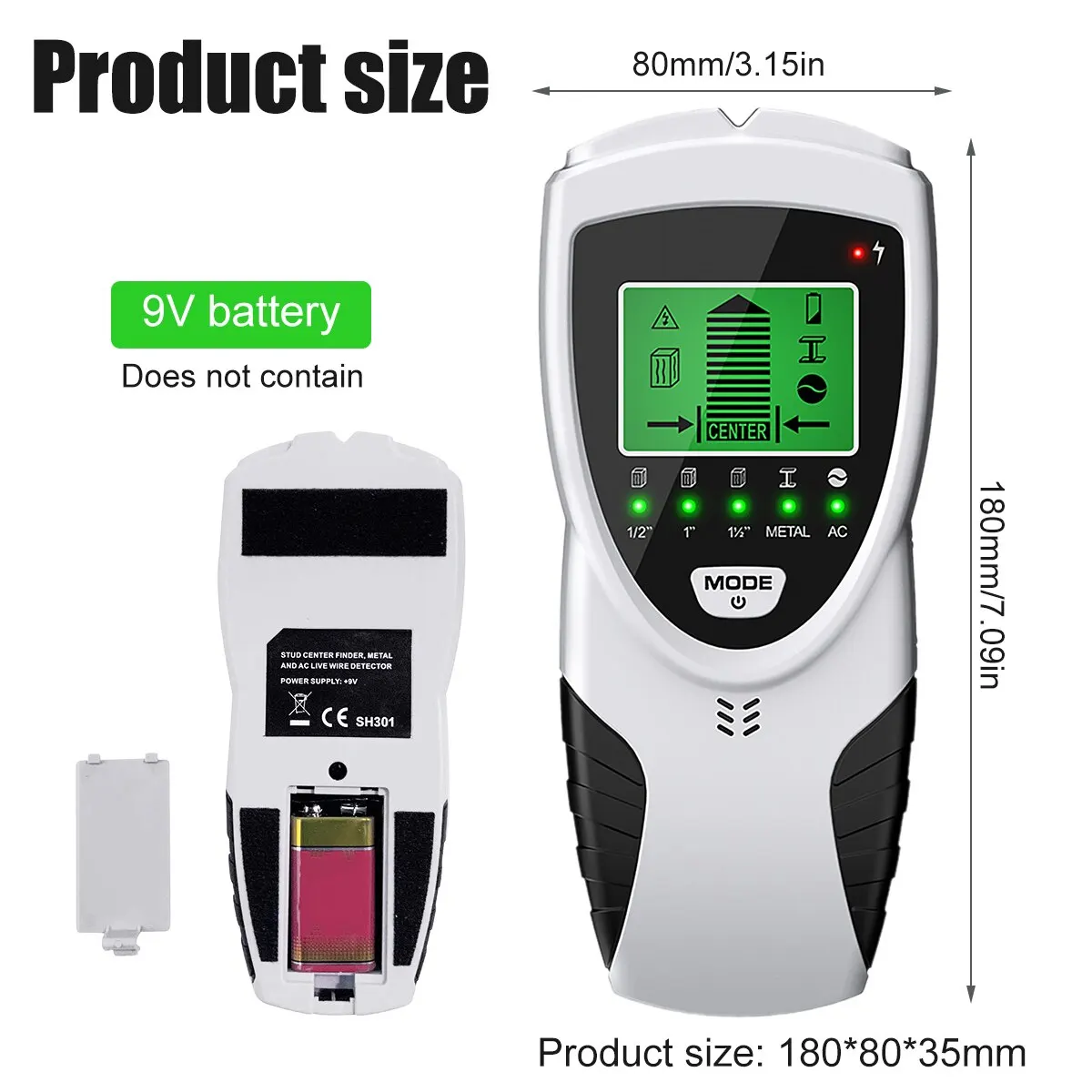 Stud Finder Wall Scanner 5 in 1 Electronic Beam Finder Stud Sensor Wall Center Detector with LCD Display for Stud Wall Detection