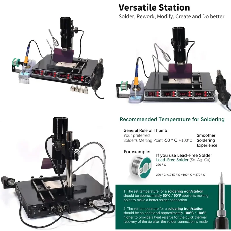 Infrared BGA Preheating Welding Station Hot Air Rework Station with IP67 Protection and Temperature Sensor