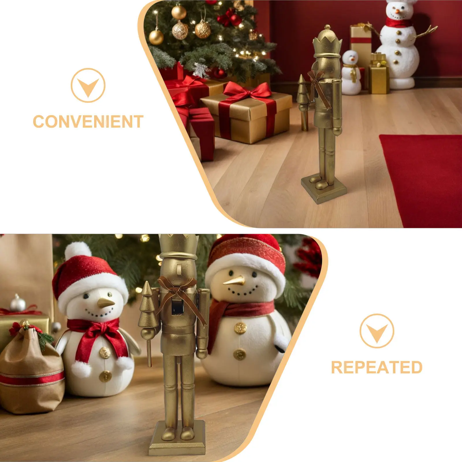 Nutcracker Decor 38Cm Golden Bow Tie Nutcracker Soldier Hand Painted Wooden Ornament Traditional Christmas Mantel Decoration