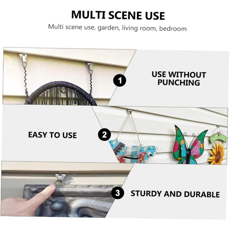 Y42A-8Pcs No-Hole Hooks Hangers, S-Shaped Hook To Hide Wall Joints, Hook For Outdoor Decoration