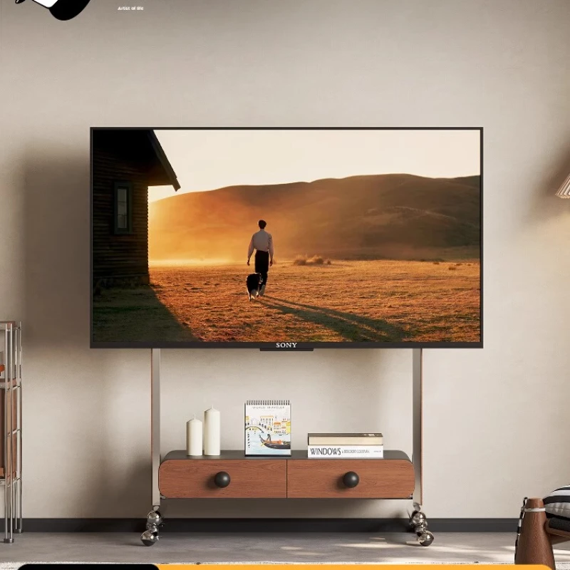 

TV stand Living room household stainless steel vertical mobile TV stand