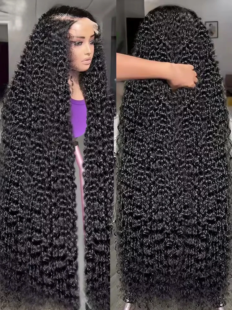 300% الكثافة 13x6 المياه مجعد HD الدانتيل الباروكات الأمامية 40 46 بوصة البرازيلي 13x4 فضفاض موجة عميقة الدانتيل الجبهة باروكة من شعر طبيعي قطعها مسبقا