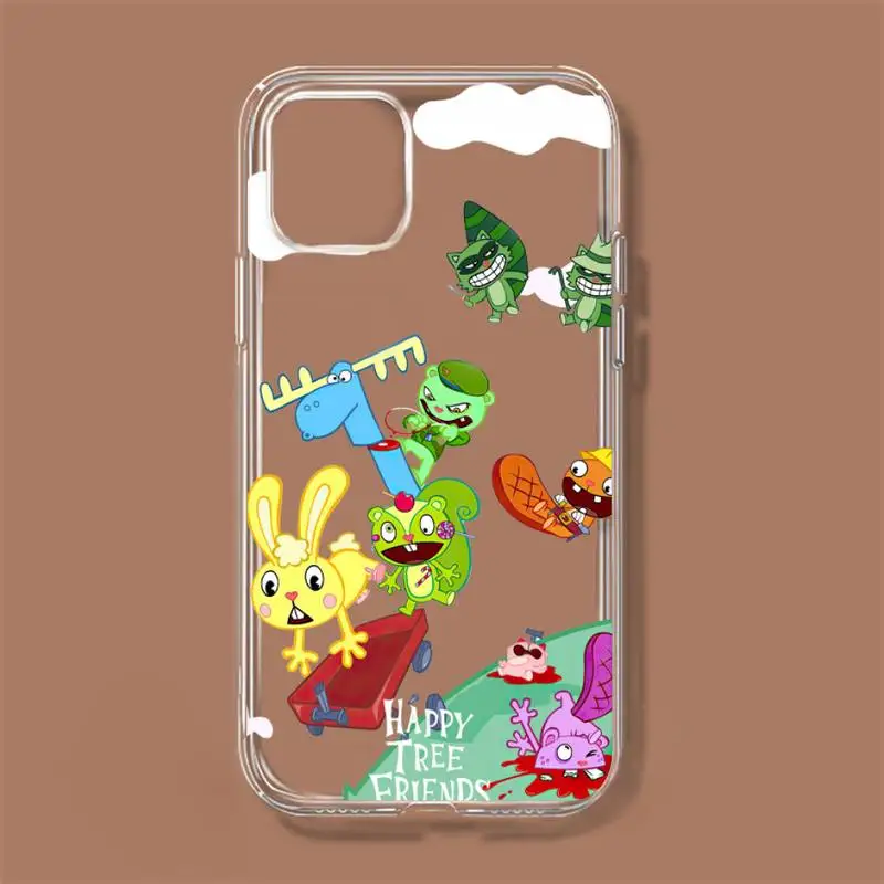 Cute Cartoon Happy tree friends Phone Case For iPhone 11 12 Mini 13 14 Pro XS Max X 8 7 6s Plus 5 SE XR Transparent Shell