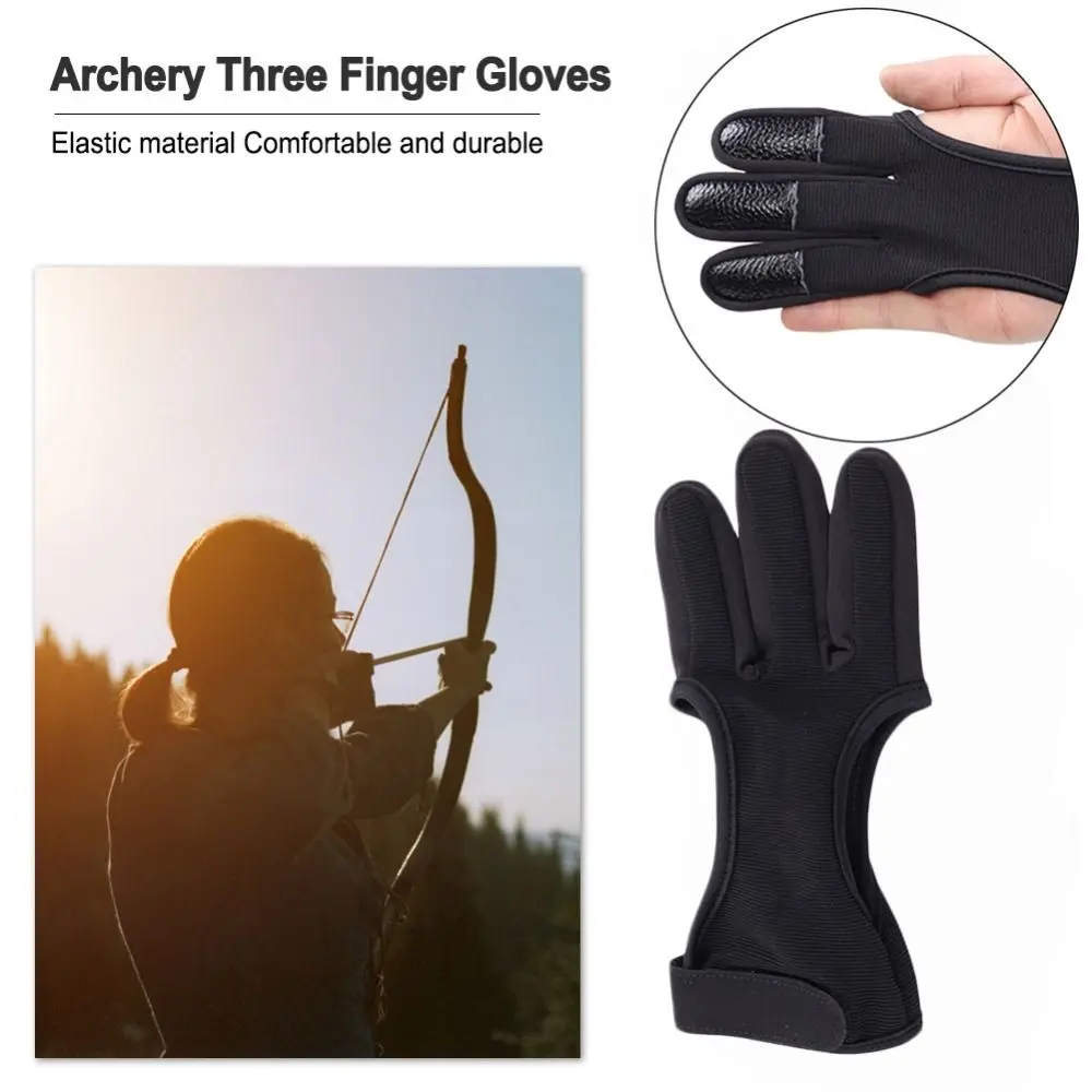 Archery Three-finger Gloves Hunting Shooting Protection Gloves Beginners Hand Guard Protector Glove Archery Protective Gear