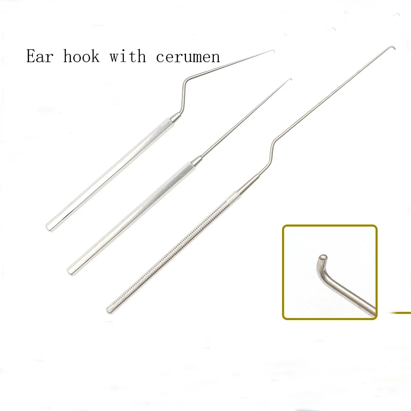 Cerumen hook for ear high-quality stainless steel medical cerumen hook straight curved gun type ent instruments and tools