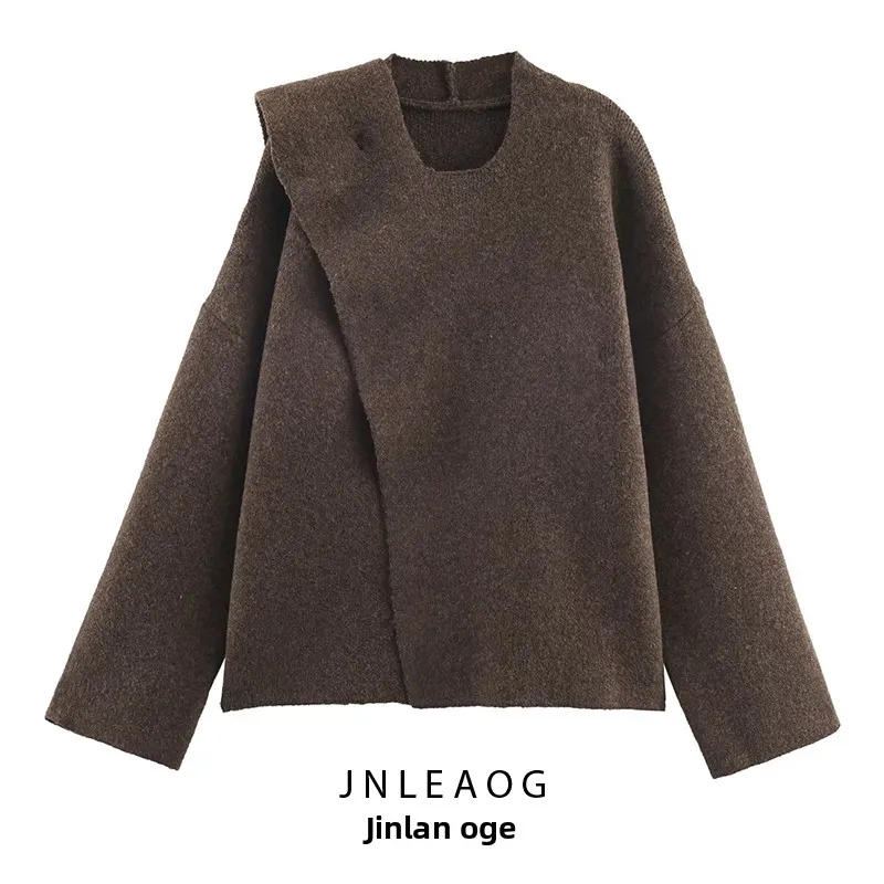 

Модный вязаный свитер-шарф для женщин из полиэфирного волокна, с длинными рукавами, стандартной длины, осенняя новинка JNLEAOG