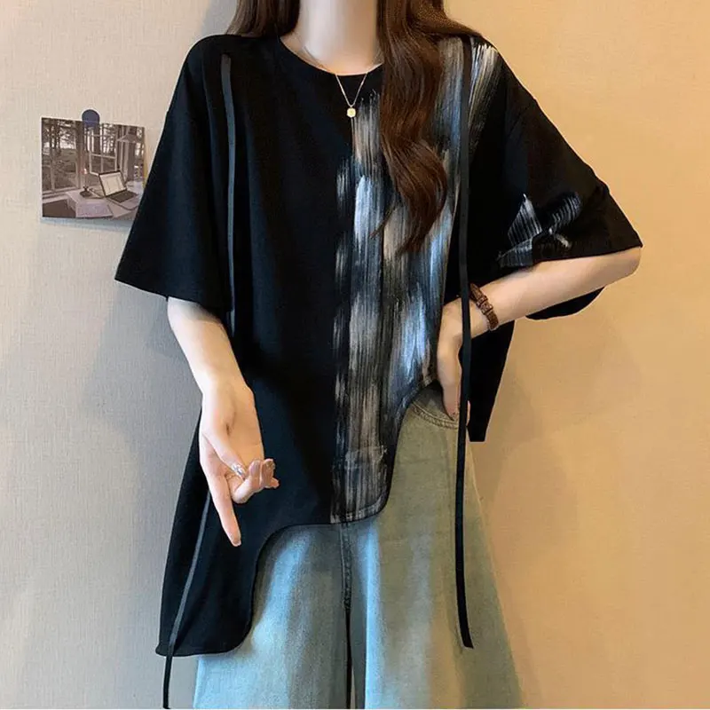 Women Clothes Fashion All-match Simplicity Printing Short Sleeve T-Shirt Women's Summer Casual Loose Temperament Elegant Tops
