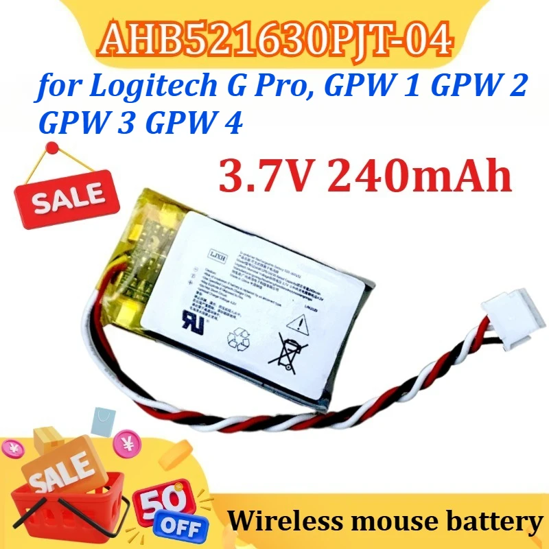 

3.7V 240mAh Battery for Logitech G Pro, GPW 1 GPW 2,GPW 3 GPW 4 M-R0070, Pro Wireless, PRO X Superlight, AHB521630PJT-04