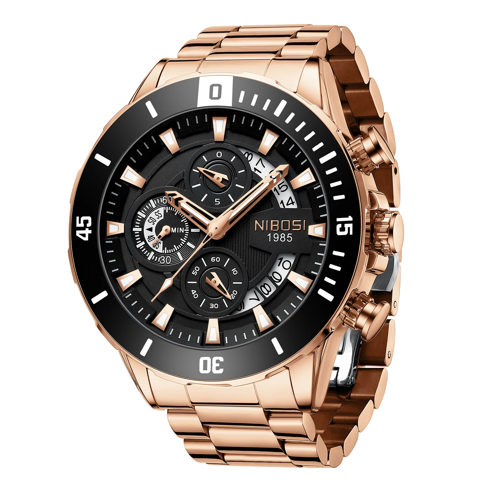 NIBOSI New Men's Watches Top Brand Luxury Watch for Men Waterproof Stainless Steel Chronograph Luminous Auto Date Reloj Hombre view 5