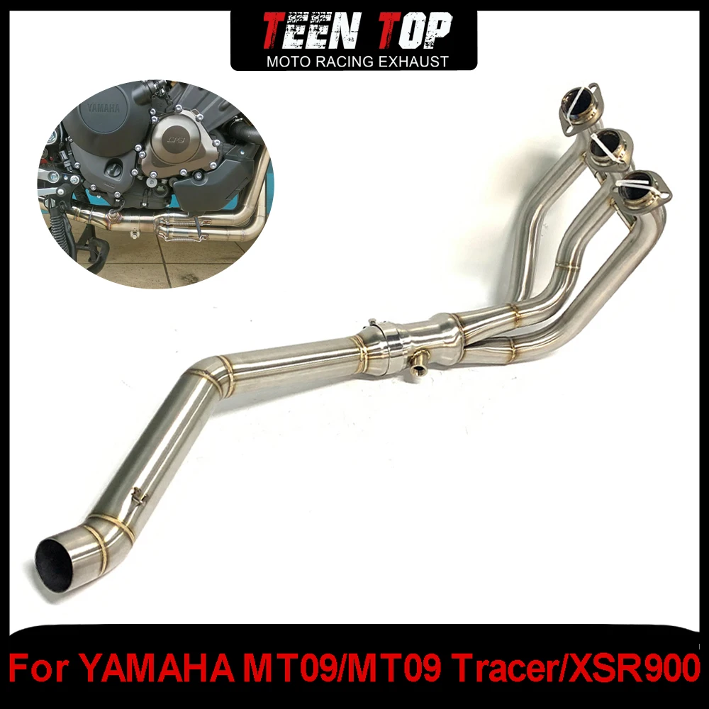 Передняя соединительная труба выхлопа мотоцикла для YAMAHA MT09 MT09 Tracer XSR900 TRACER900/GT, выхлопная труба из нержавеющей стали MT09 2014-2020