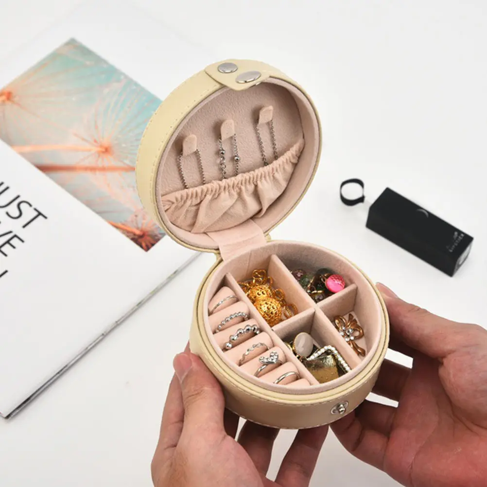 

Portable Travel Jewelry Box Large Jewelry Organizer Multi Grid Ring Earring Holder Buckle Closure Earrings Box