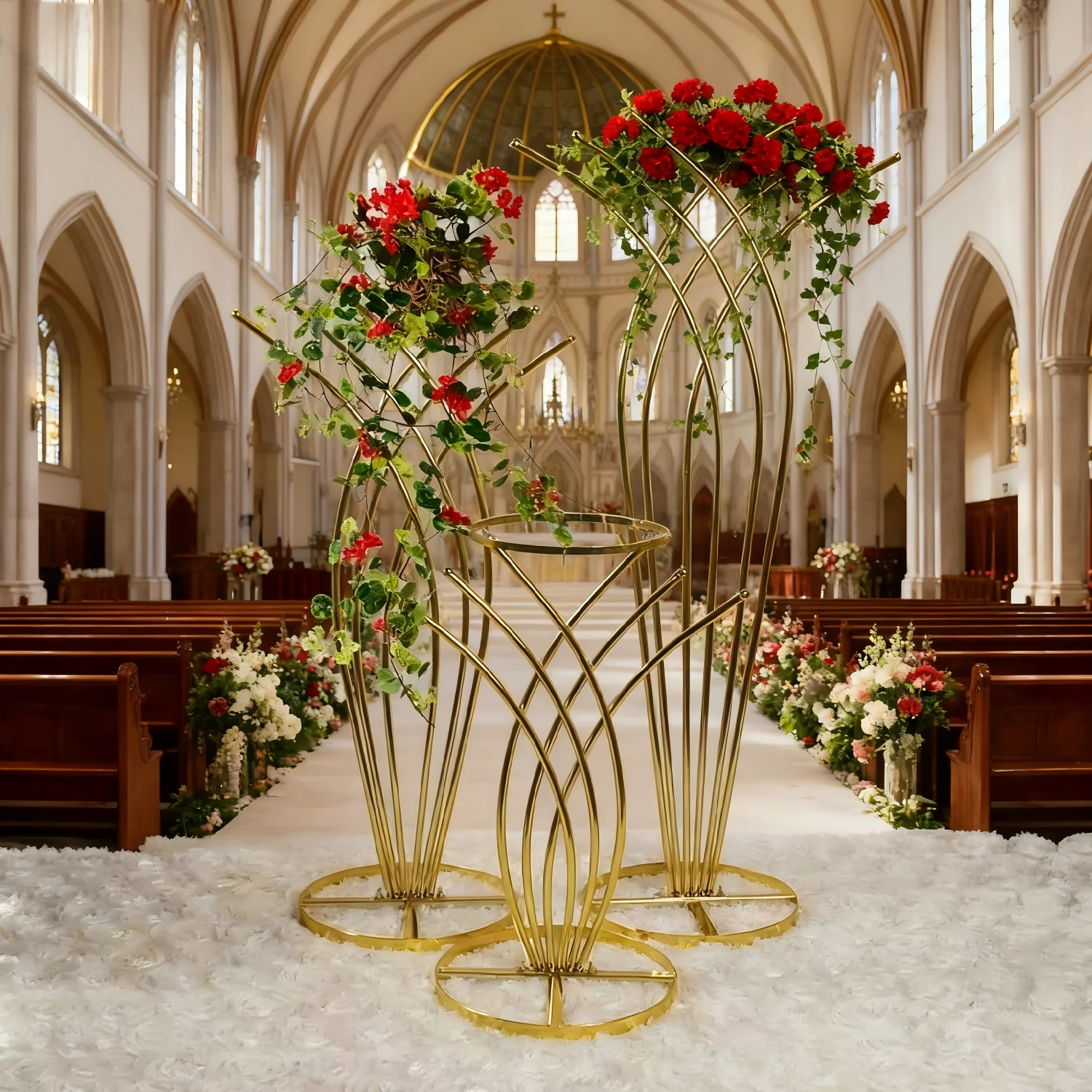 

2025НОВИНКА 10 шт. Роскошная Золотая Металлическая Свадебная Цветочная Подставка Геометрический Дизайн для Церковной Церемонии Приемная Декор