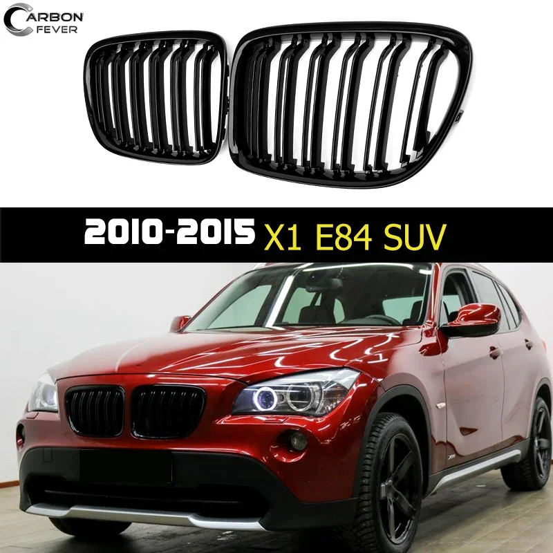 Front Bumper Kidney Grille for For BMW X1 E84 2011 - 2015 Dual & Single Line Racing Grills ABS Replacement Auto Styling 2PC